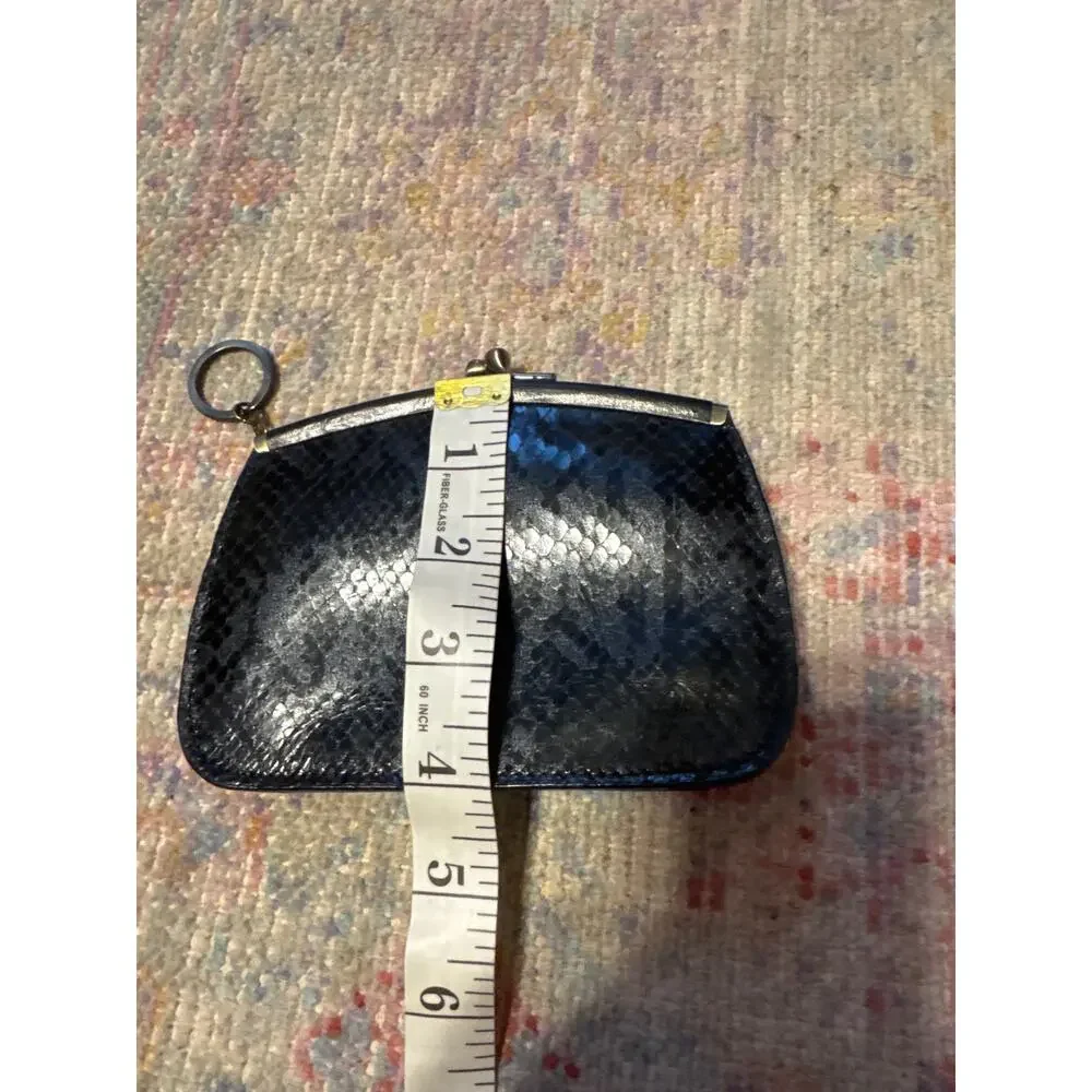Fossil‎ Vintage Snakeskin Leather Kiss Lock Coin Purse Black